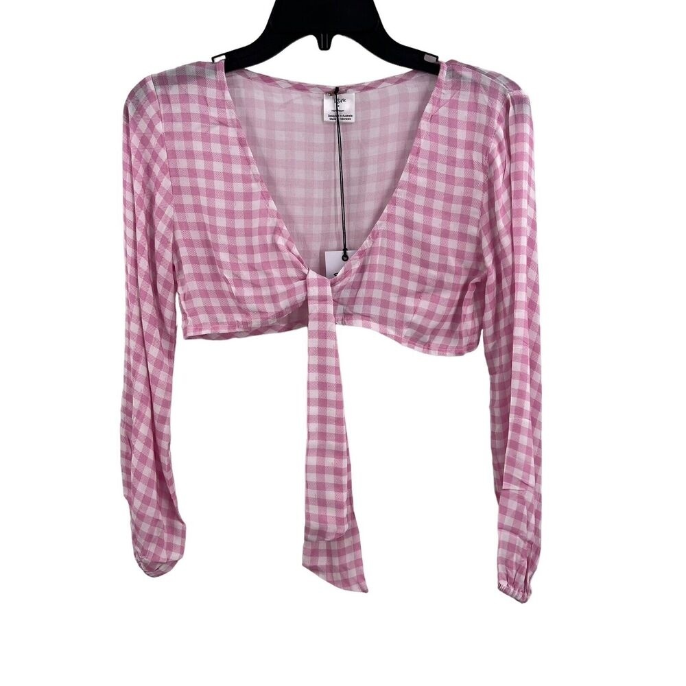 VDM the Label Swim Coverup‎ Pink Gingham Crop Top Feminine Preppy XS New